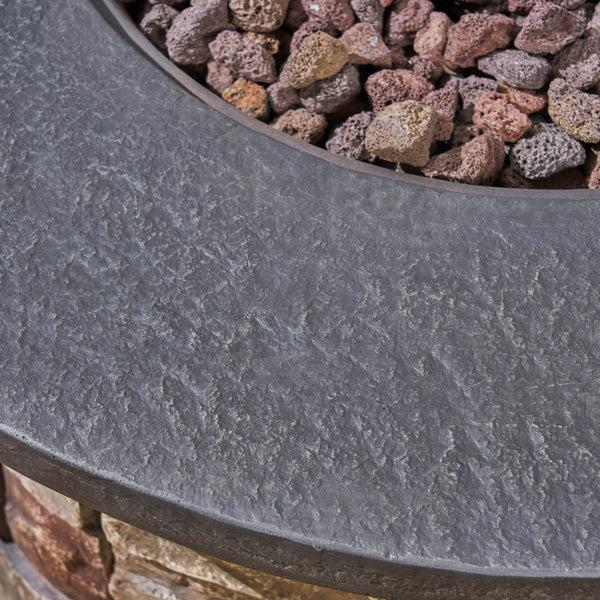 Gdf Studio Lillian Outdoor 32" Round Light Weight Concrete Fire Pit - 40 000 BTU Mixed Brown