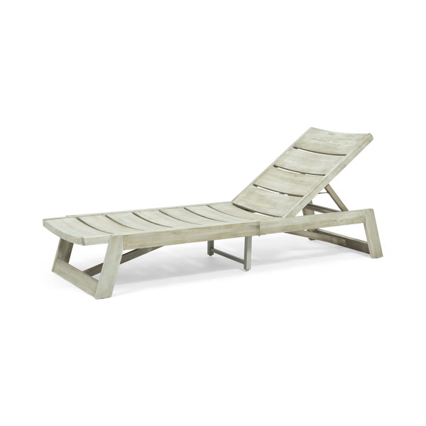 gdf studio Lillian Outdoor Wood and Iron Chaise Lounge