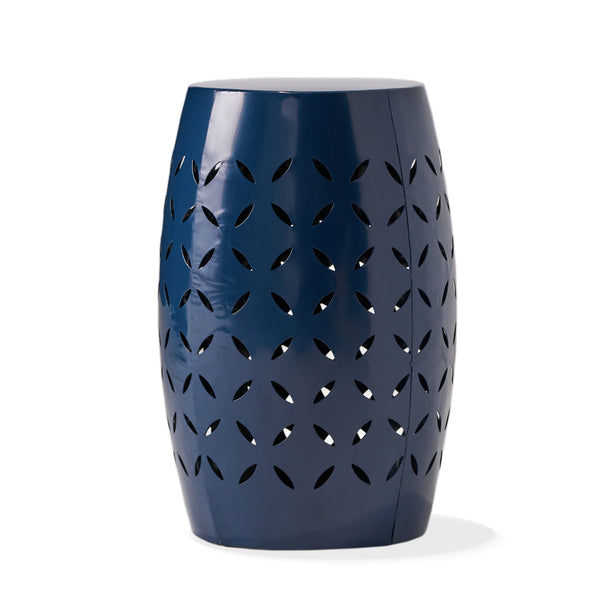 gdf studio Lilly Outdoor Modern 12-Inch Criss-Cross Cut Metal Barrel Side Table