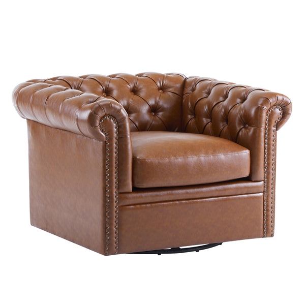 Gdf Studio Lily Upholstered Tufted Chesterfield Swivel Club Chair