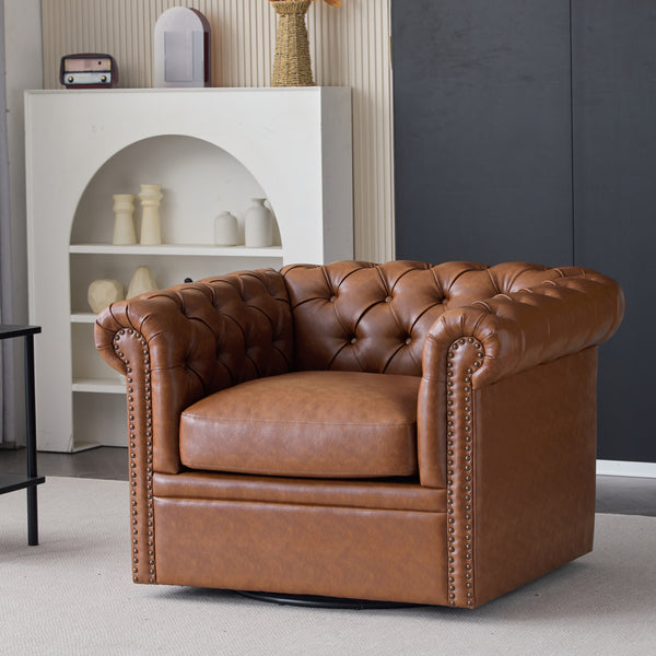 Gdf Studio Lily Upholstered Tufted Chesterfield Swivel Club Chair