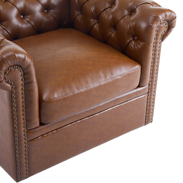 Gdf Studio Lily Upholstered Tufted Chesterfield Swivel Club Chair