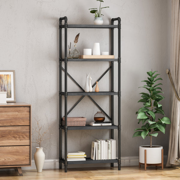 Gdf Studio Lina Industrial Pipe Design 5-Shelf Etagere Bookcase