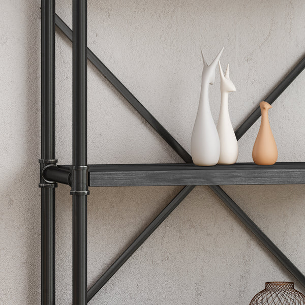 Gdf Studio Lina Industrial Pipe Design 5-Shelf Etagere Bookcase