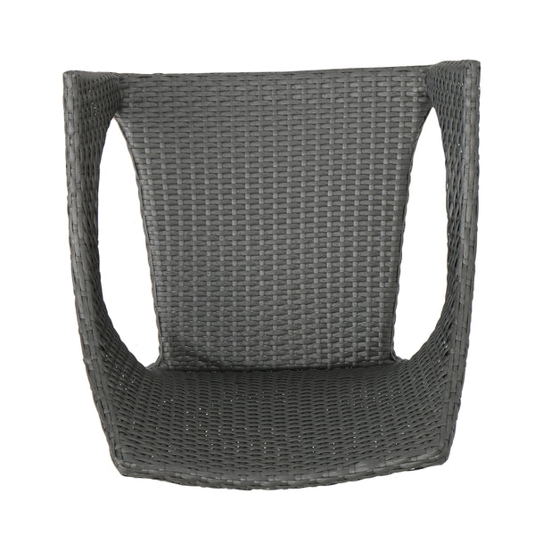 Gdf Studio Lina Outdoor 5 Piece Wood And Wicker Dining Set Gray And Gray