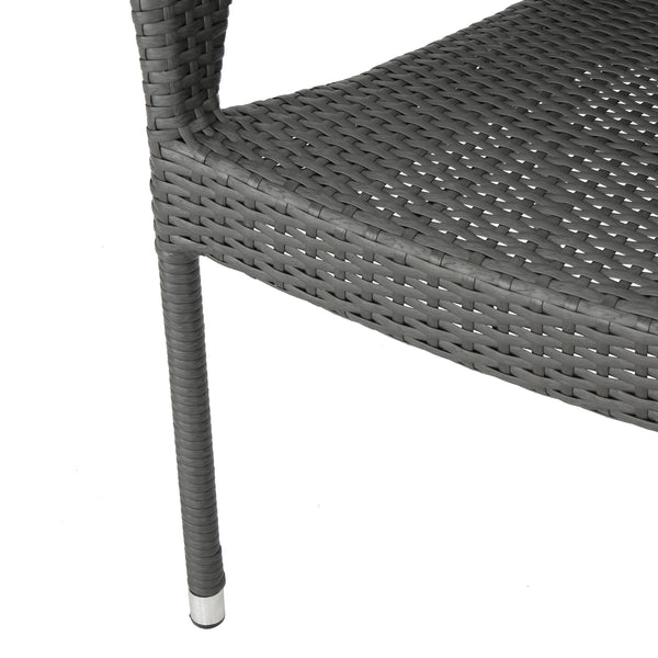 Gdf Studio Lina Outdoor 5 Piece Wood And Wicker Dining Set Gray And Gray