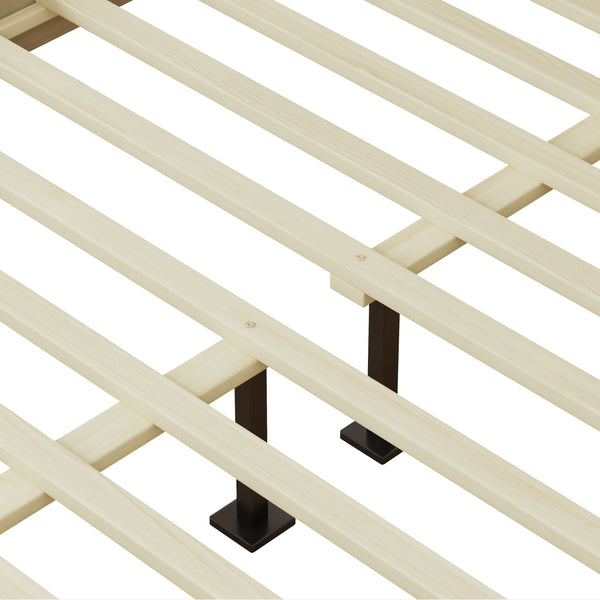 Gdf Studio Linenwood Eudoca Rubber Wood Platform Bed With Rattan Woven Headboard Natural