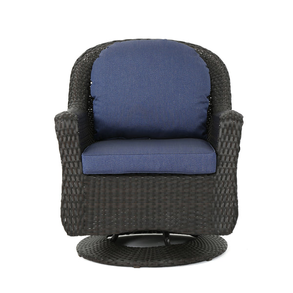 Gdf Studio Linsten Outdoor Wicker Swivel Club Chairs With Water Resistant Cushion