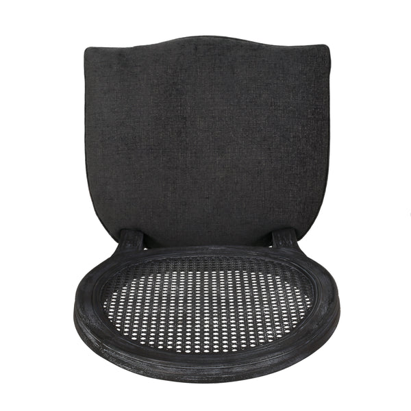 Gdf Studio Lintz French Country Wood And Cane Upholstered Dining Chair Set Of 6