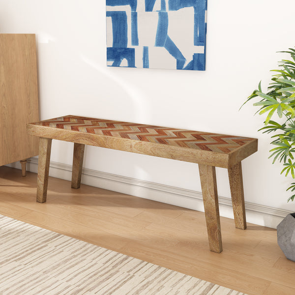 Gdf Studio Liorad Mango Rustic Boho Wood Dining Bench