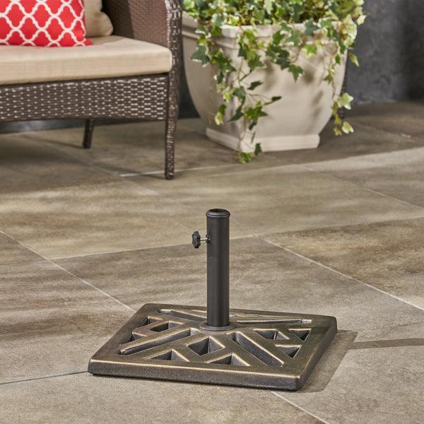 Gdf Studio Lisa Outdoor 31lb Concrete Circular Umbrella Base Bronze
