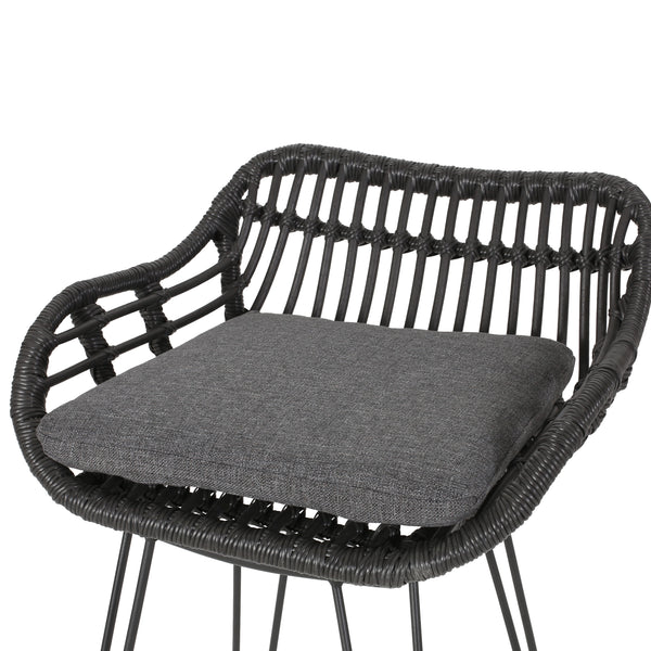 Gdf Studio Lisa Outdoor Wicker Barstools With Cushions (Set Of 2)