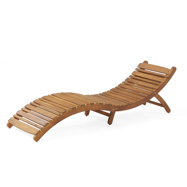 Gdf Studio Lisbon Outdoor Wood Folding & Portable Chaise Lounge