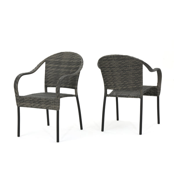 gdf studio Livingston Outdoor Grey Wicker Chair (Set of 2)
