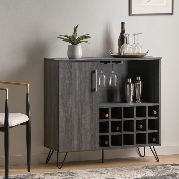 Gdf Studio Lochner Mid Century Modern Wine Rack Bar Cabinet