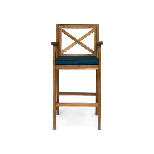 Gdf Studio Logan Outdoor Acacia Wood Barstool (set Of 2)