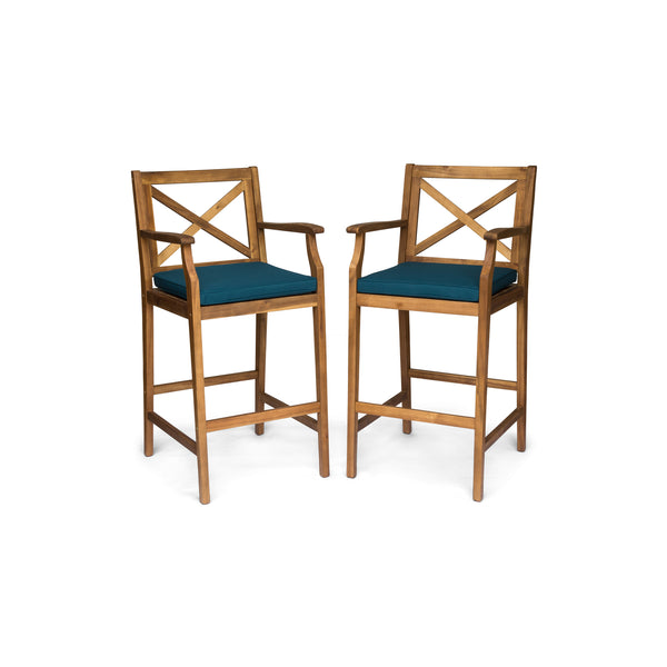 gdf studio Logan Outdoor Acacia Wood Barstool (set of 2)