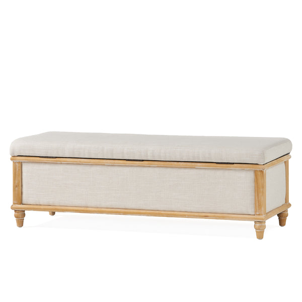 gdf studio Lombardi French Style Upholstered Light Beige Fabric Storage Ottoman