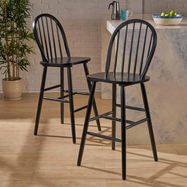 gdf studio Lopez Farmhouse Spindle Backrest Wood Barstools (Set of 2)