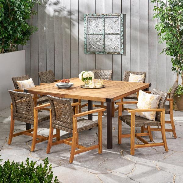 gdf studio Loralynn Outdoor 8 Seater Acacia Wood Dining Set