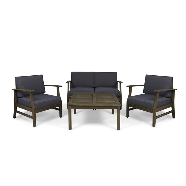 gdf studio Lorelei Outdoor 5 Piece Acacia Wood Chat Set