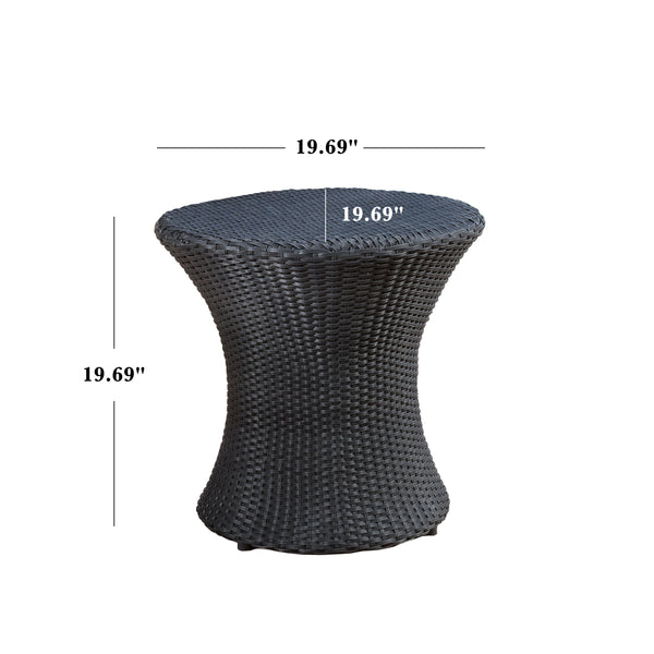 Gdf Studio Lorenzo Modern Outdoor Black Wicker Hourglass Side Table