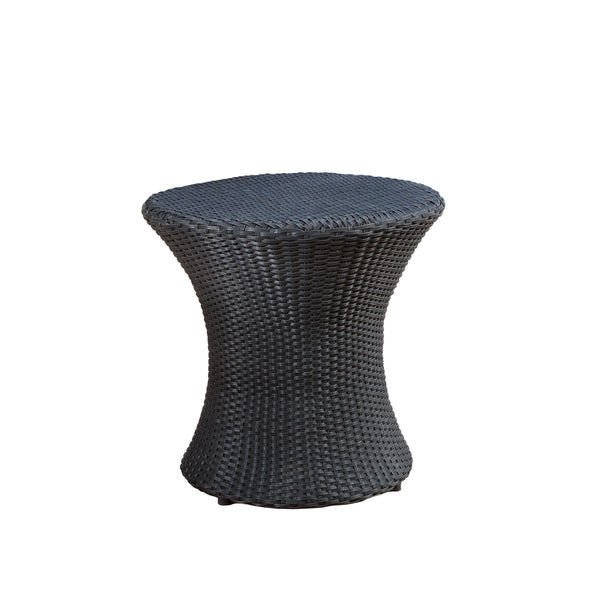 gdf studio Lorenzo Modern Outdoor Black Wicker Hourglass Side Table