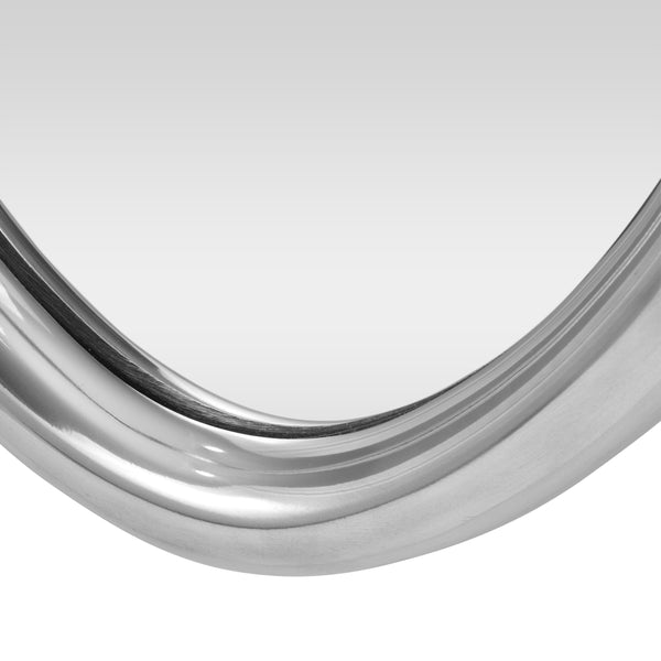 Gdf Studio Loris Modern Handcrafted Oval Aluminum Wall Mirror Silver