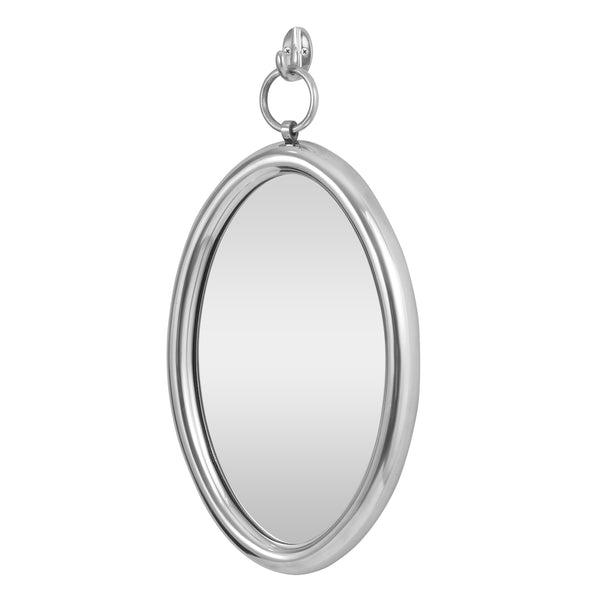 gdf studio Loris Modern Handcrafted Oval Aluminum Wall Mirror Silver