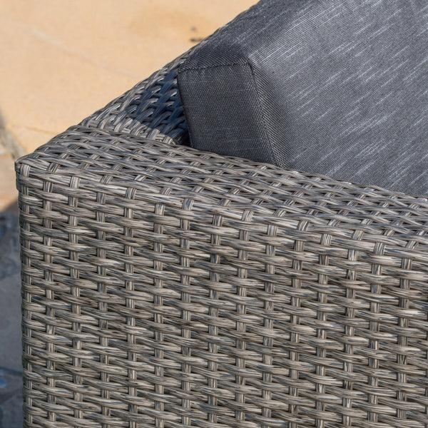 Gdf Studio Lorita Outdoor 5-piece Dark Gray Wicker Sectional Sofa Set With Black Cushions