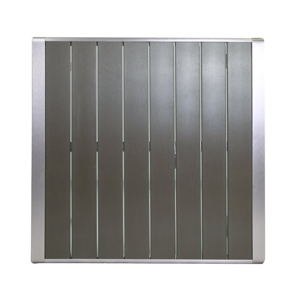Gdf Studio Louie Coral Outdoor Dining Table - Anodized Aluminum - Faux Wood Table Top - Square - Silver And Gray - 35-inch