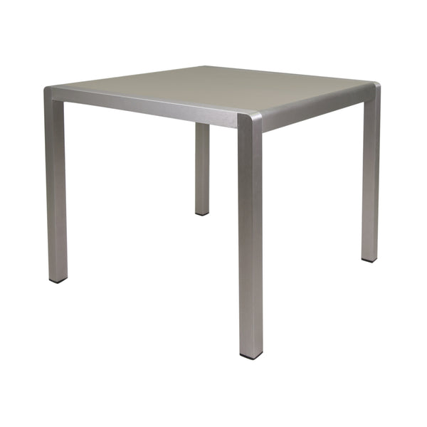 Gdf Studio Louie Coral Outdoor Dining Table - Anodized Aluminum - Tempered Glass Table Top - Square - Silver And Gray - 35-inch