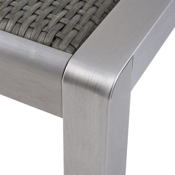 Gdf Studio Louie Coral Outdoor Dining Table - Anodized Aluminum - Wicker Table Top - Square - Silver And Gray - 35-inch