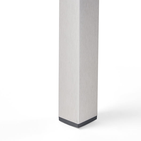 Gdf Studio Louie Coral Outdoor Dining Table - Anodized Aluminum - Wicker Table Top - Square - Silver And Gray - 35-inch