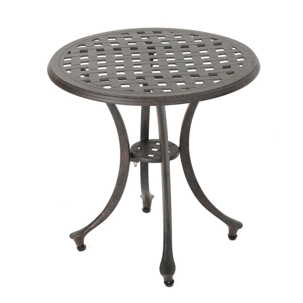 gdf studio Louis Outdoor 19-inch Bronze Finished Cast Aluminum Side Table