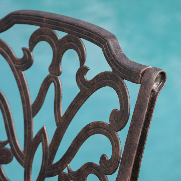 Gdf Studio Louis Outdoor 3 Piece Bronze Finished Cast Aluminum Chat Set