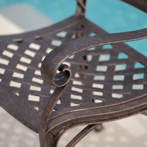 Gdf Studio Louis Outdoor 3 Piece Bronze Finished Cast Aluminum Chat Set