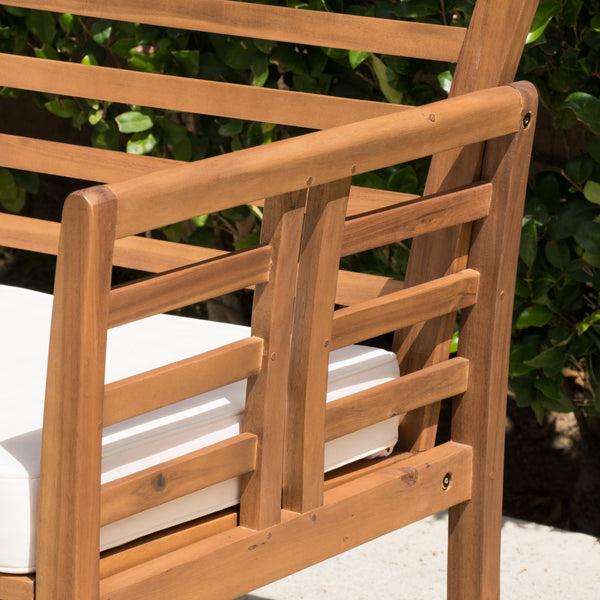 Gdf Studio Louis Outdoor 4-piece Solid Wood Chat Set With Cushions