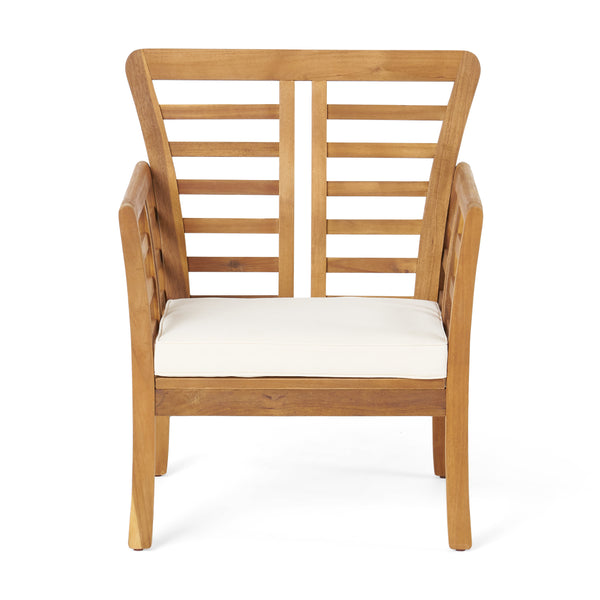Gdf Studio Louis Outdoor Modern Acacia Wood 8 Seater Chat Set With Cushions
