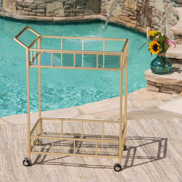 Gdf Studio Louise Indoor Modern Iron And Glass Bar Cart