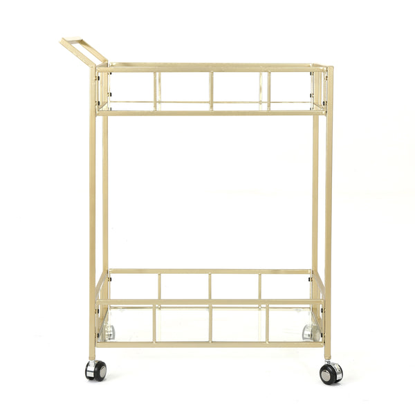 gdf studio Louise Indoor Modern Iron and Glass Bar Cart