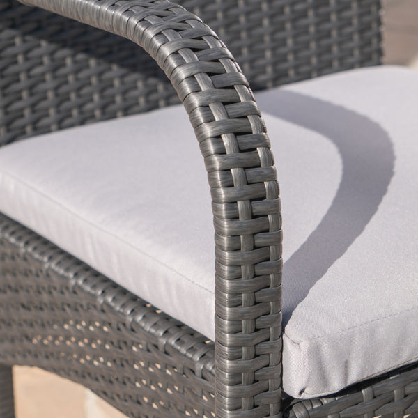 Gdf Studio Louise Outdoor 6 Piece Wicker & Acacia Wood Dining Set