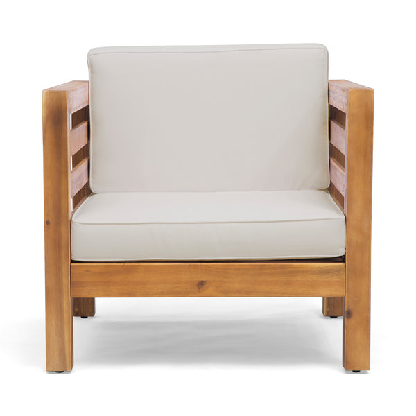 gdf studio Louise Outdoor Acacia Wood Club Chair with Cushion