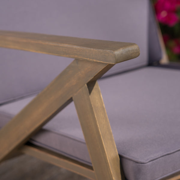 Gdf Studio Louise Outdoor Acacia Wood Rocking Chair With Cushion