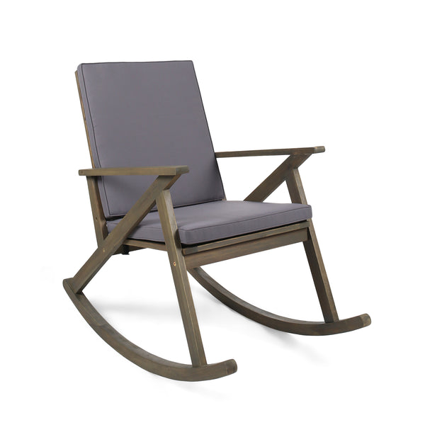 gdf studio Louise Outdoor Acacia Wood Rocking Chair with Cushion
