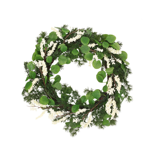 Gdf Studio Loveren 25.5" Eucalyptus And Pine Artificial Wreath With Berries