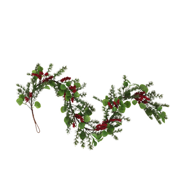 Gdf Studio Loveren 5-foot Eucalyptus And Pine Artificial Garland With Berries