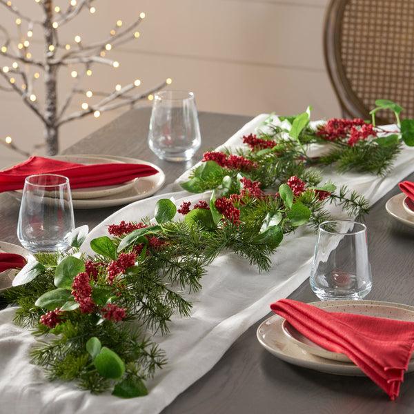Gdf Studio Loveren 5-foot Eucalyptus And Pine Artificial Garland With Berries