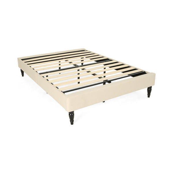 Gdf Studio Luca Contemporary Upholstered Queen Bed Frame With Turned Legs