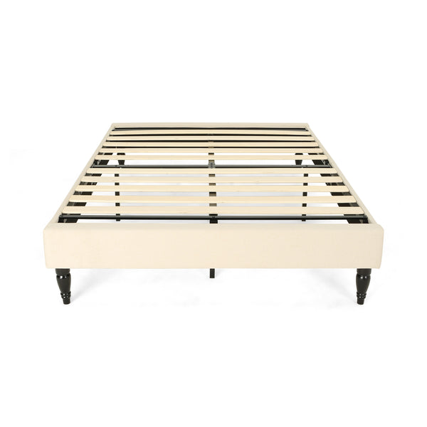 gdf studio Luca Contemporary Upholstered Queen Bed Frame with Turned Legs